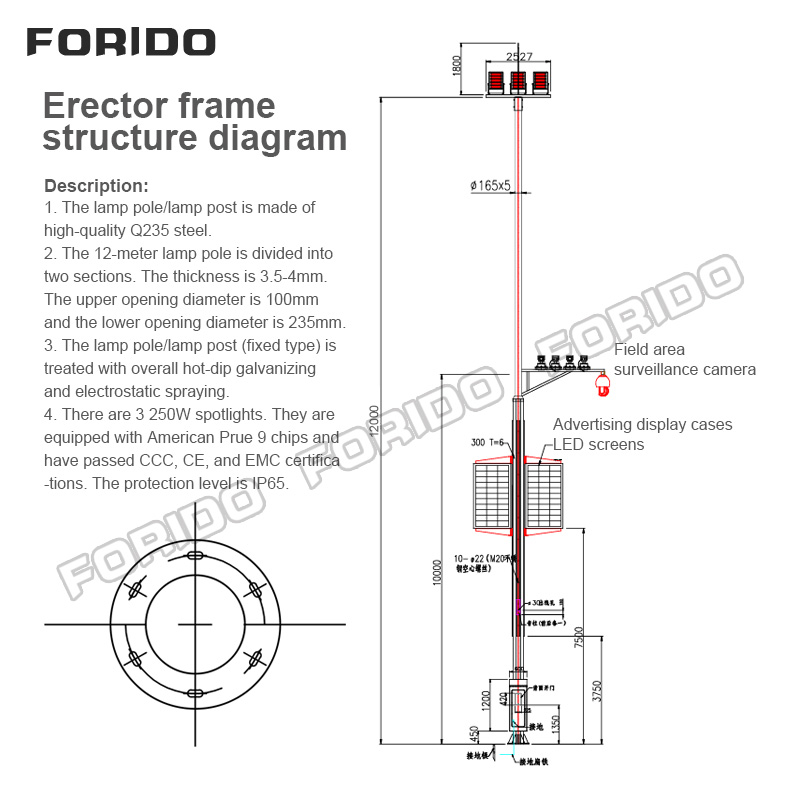 Fixed T-shaped Lamp Panel Pole Light