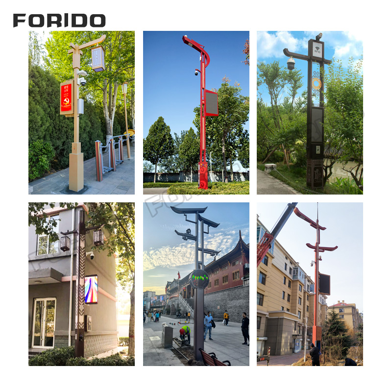Chinese-style Smart Street Light with Integrated Display And Surveillance System