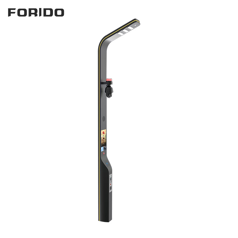 Streamlined Single-arm Smart Street Light with Integrated Display And Surveillance System