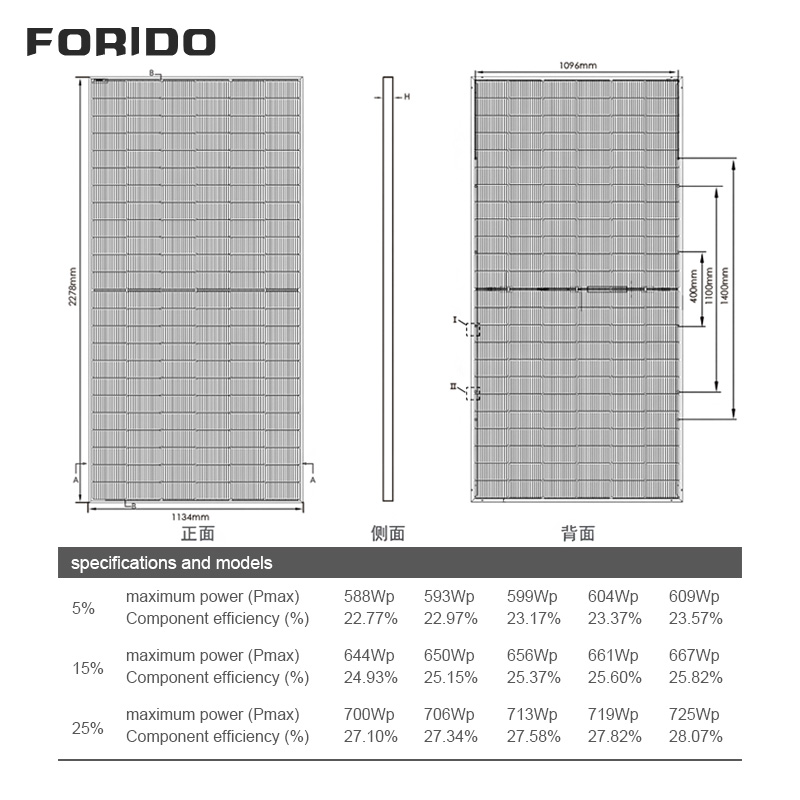 Dual-sided 560-580W Solar Panel