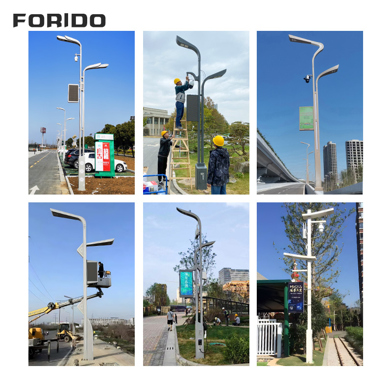 Dual-arm Smart Street Light with Integrated Display And Surveillance System