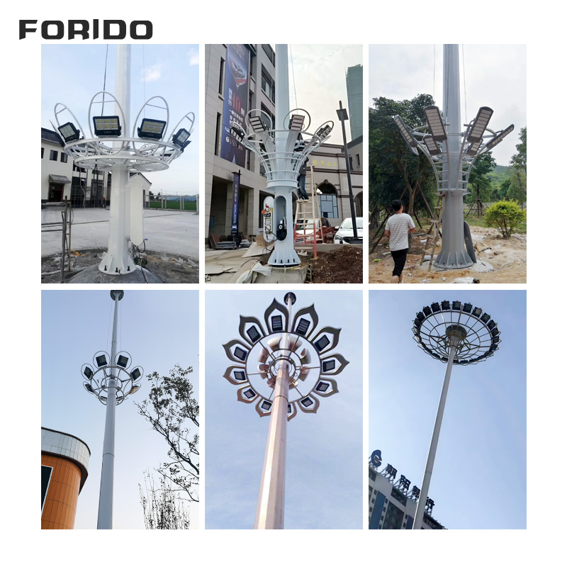Liftable Flower-shaped Lamp Panel High Pole Light