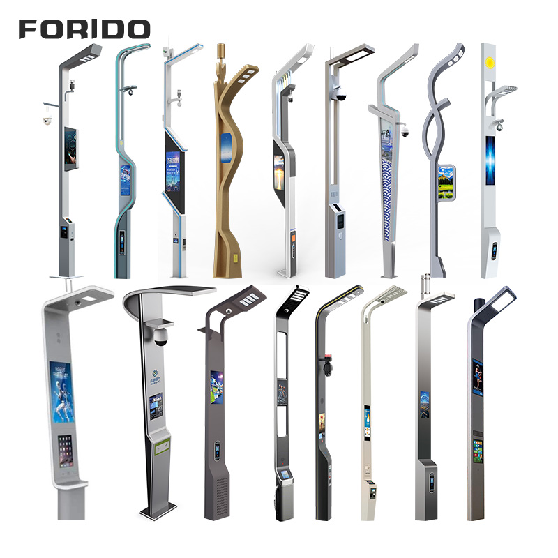 Streamlined Single-arm Smart Street Light with Integrated Display And Surveillance System