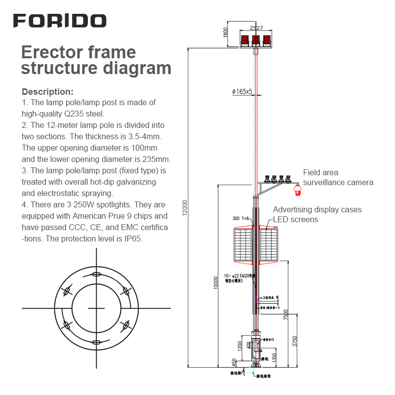 Fixed T-shaped Lamp Panel Pole Light