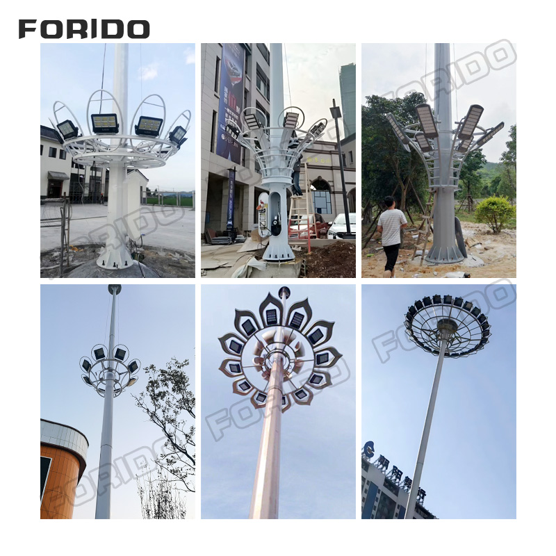 Liftable Flower-shaped Lamp Panel High Pole Light