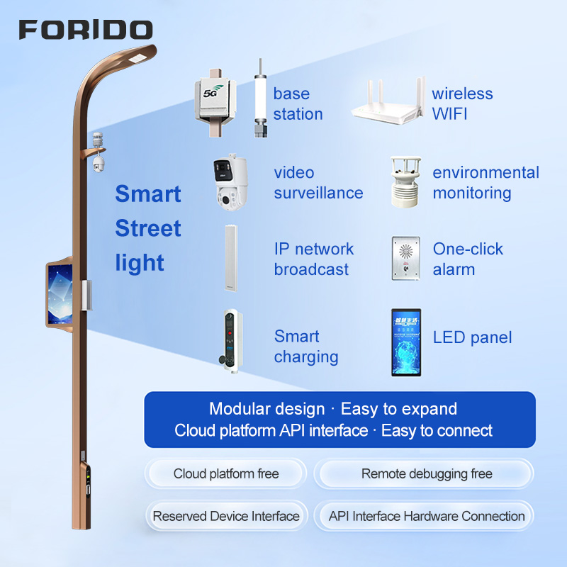 Single-arm Smart Street Light with Integrated Display and Camera